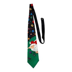 Vintage Hallmark Christmas Necktie Santa Playing Pool Holiday Novelty Tie